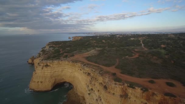 Létání Podél Strmé Skalní Čáry Ferragudu Portugalsko — Stock video