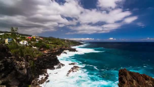 Prachtig Uitzicht Zee Het Strand Bij Reunion Saint Pierre Cliffs — Stockvideo