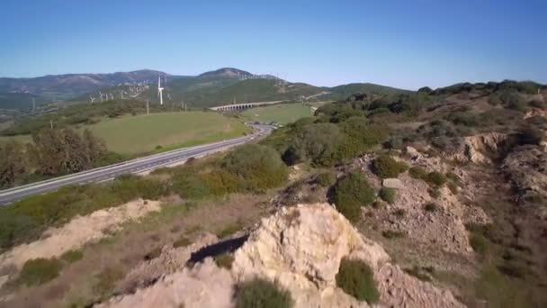 Aerial Parque Natural Del Estrecho Tarifa Španělsko — Stock video