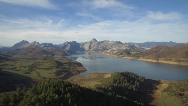 Повітряні Красивий Вид Embalse Ріано Іспанія — стокове відео