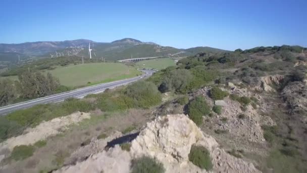 Aerial Parque Natural Del Estrecho Tarifa Espagne — Video