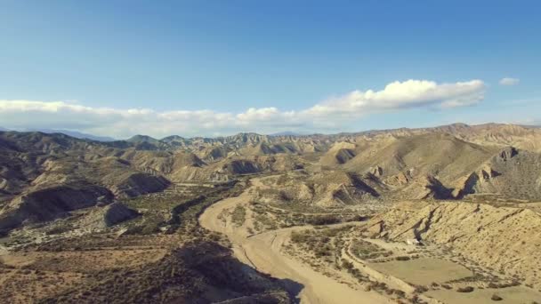 Voo Sobre Leito Rio Seco Deserto Andaluzia Espanha — Vídeo de Stock
