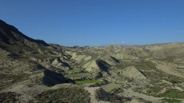 Lot Nad Suchym Korytem Rzeki Pustyni Andaluzji Hiszpania — Wideo stockowe