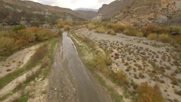 Aerial Flight Riverbed Andalusia Spain — Stock Video