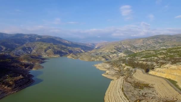 Vuelo Sobre Lago Barrera Andalucía España — Vídeos de Stock