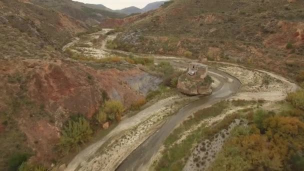 Flyg Flyg Längs Flodbädd Andalusien Spanien — Stockvideo