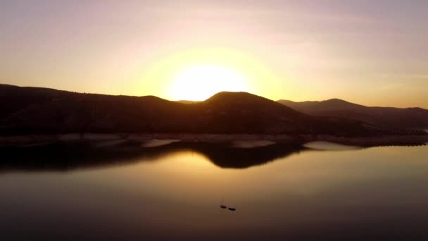Aerial Beautiful Embalse Iznajar — Stock videók