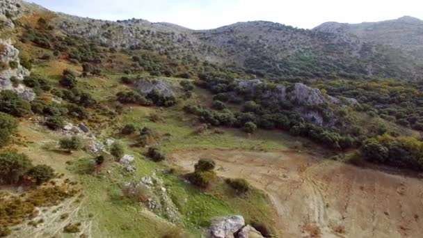 Aéreo Voo Longo Montanhas Plantações Oliveiras Andaluzia Espanha — Vídeo de Stock