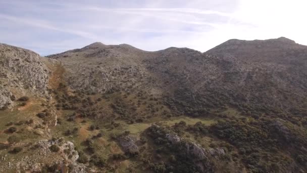 Luft Flug Entlang Der Berge Und Olivenplantagen Andalusien Spanien — Stockvideo