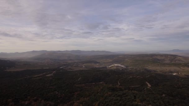 Hava Ağaçların Ormanların Tepelerin Üzerinden Uçmak Endülüs Spanya — Stok video