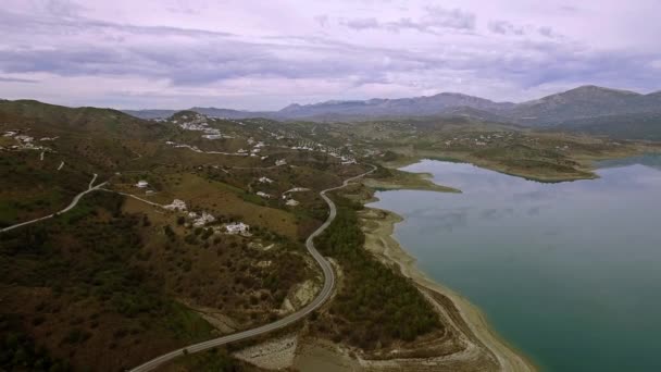Voo Sobre Campos Pedra Terras Planas Andaluzia Espanha — Vídeo de Stock