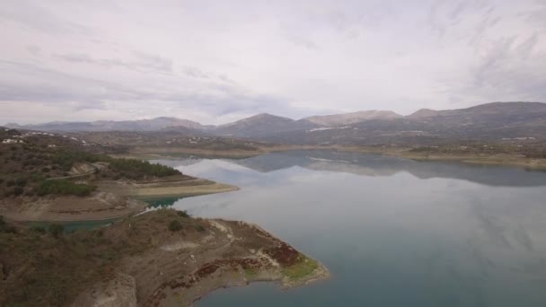 Vuelo Sobre Campos Pedregosos Tierras Planas Andalucía España — Vídeo de stock