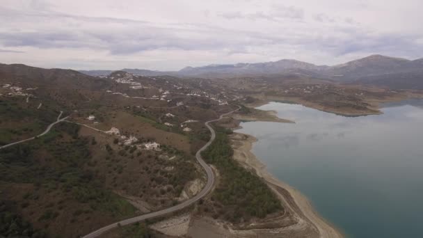 Flug Über Steinige Felder Und Flaches Land Andalusien Spanien — Stockvideo