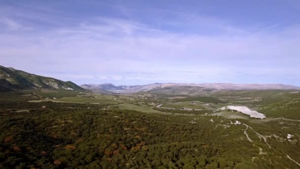 Aereo Volo Campo Pianeggiante Sierra Las Nieves Andalusia Spagna — Video Stock