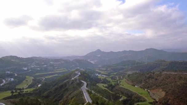 Letecký Pohled Golfové Hřiště Ohyby Vlásků Andalusii Španělsko — Stock video
