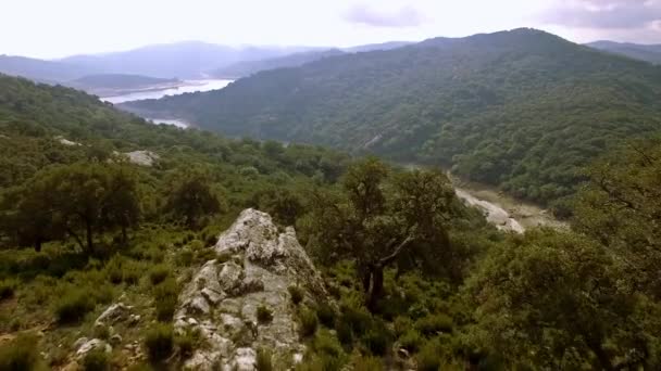 Полет Над Барьерным Озером Испании Эмбалсе Гваделука Андалусия — стоковое видео