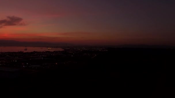 Lotnisko Zachód Słońca Lot Nocny Pobliżu Gibraltaru Hiszpania — Wideo stockowe