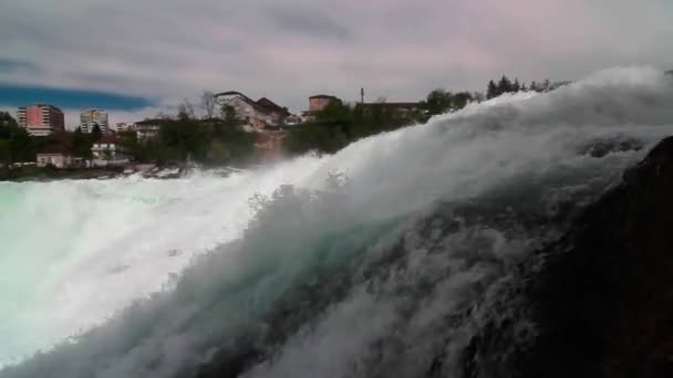 Vista Sulla Caduta Del Reno Sciaffusa Svizzera — Video Stock