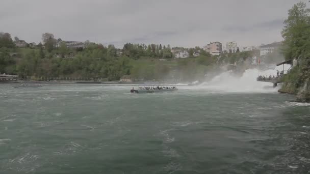 瑞士沙夫豪森莱茵河瀑布景观 — 图库视频影像