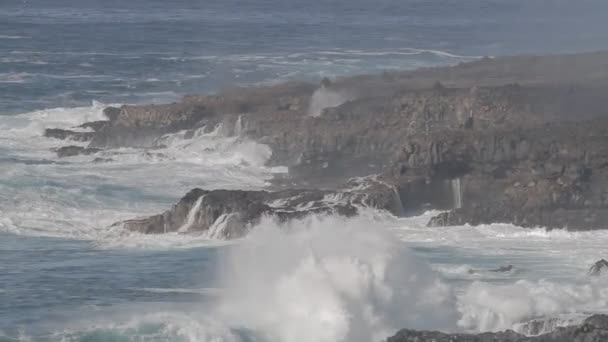 Brise Vagues Punta Teno Coastline Tenerife Espagne — Video