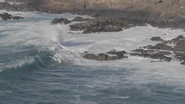 Κυματοθραύστες Στο Punta Teno Coastline Τενερίφη Ισπανία — Αρχείο Βίντεο