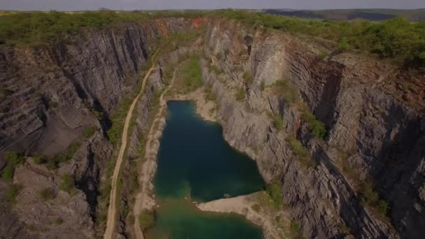 Aerial Gorge Lom Velka Amerika Czech Republic — Stock Video