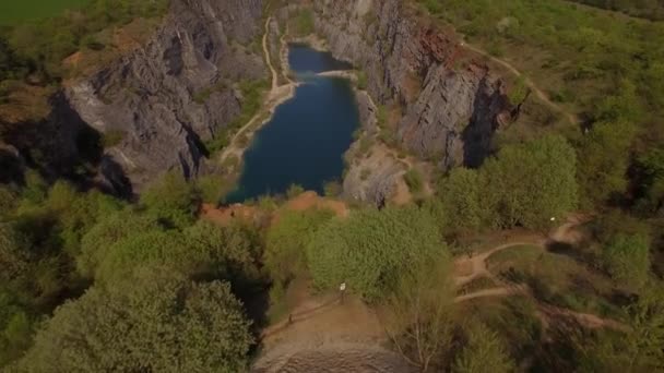 Aerial Gorge Lom Velka Amerika Repubblica Ceca — Video Stock