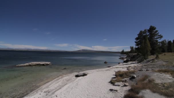 イエローストーン湖 イエローストーン国立公園 アメリカ合衆国 ネイティブ素材 カムからまっすぐ グラデーションと安定化されたバージョンも見る — ストック動画