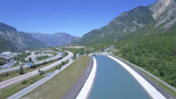Beautiful Aerial View Flying Autoroute Maurienne France — Wideo stockowe
