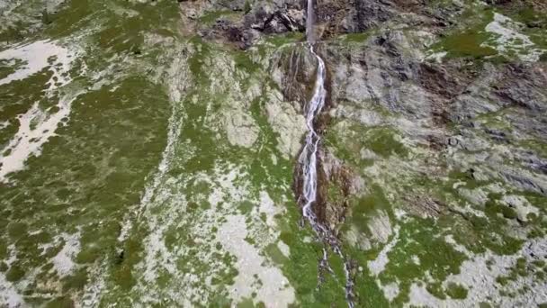 Aerial Waterfalls Rifugio Scarfiotti Olaszország — Stock videók