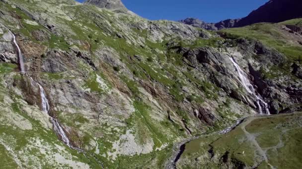 Aerial Cachoeiras Rifugio Scarfiotti Itália — Vídeo de Stock