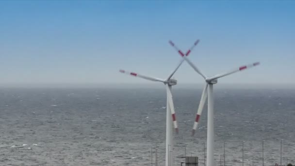 Imagens Cênicas Turbinas Eólicas Geradores Vento Fonte Ecológica Energia — Vídeo de Stock
