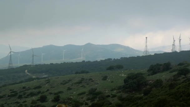 Riprese Sceniche Turbine Eoliche Generatori Eolici Fonte Ecologica Energia — Video Stock