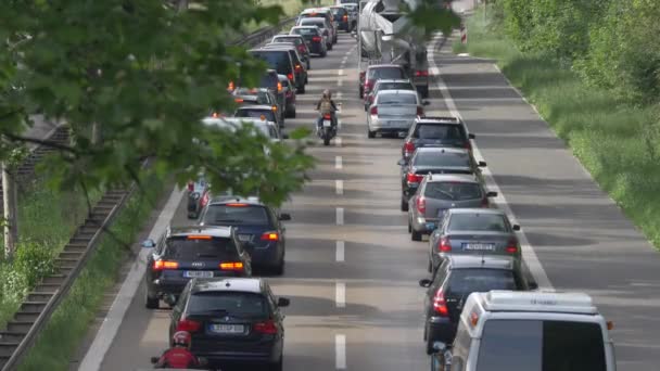 Движение Немецком Автобане Автомобилях Грузовиках Нюрнберг — стоковое видео