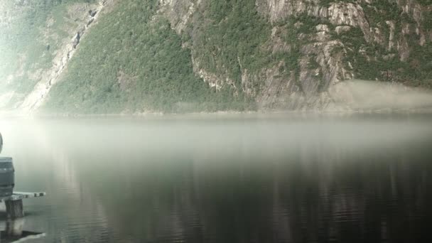 Wiking Longboat Pomoście Norwegii — Wideo stockowe