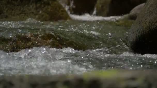 Água Corrente Rio Montanha Vista Diurna — Vídeo de Stock