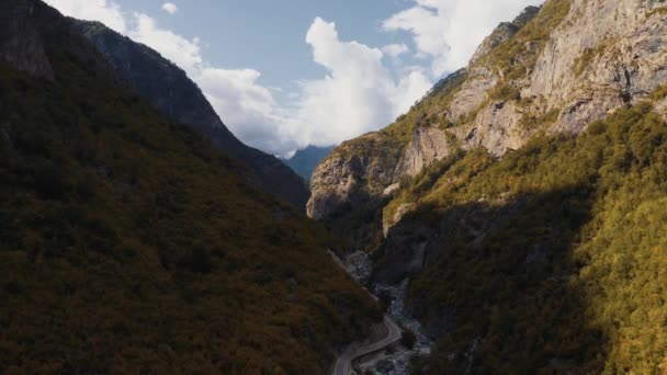 Luchtfoto Van Vallei Van Rivier Kir Albanië — Stockvideo