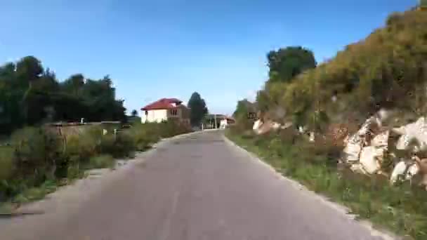 Дорога Шкодры Плохих Погодных Условиях Албания Вождение Плохих Погодных Условиях — стоковое видео