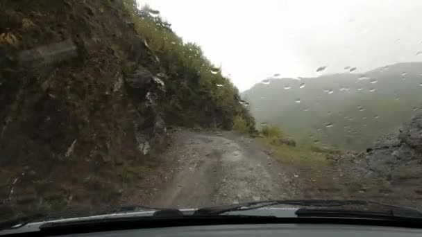 Driving Offroad Theth Para Shkodra Más Condições Meteorológicas Albânia Dirigir — Vídeo de Stock