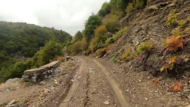 Driving Offroad Theth Shkodra Bad Weather Conditions Albania Driving Very — Stock Video