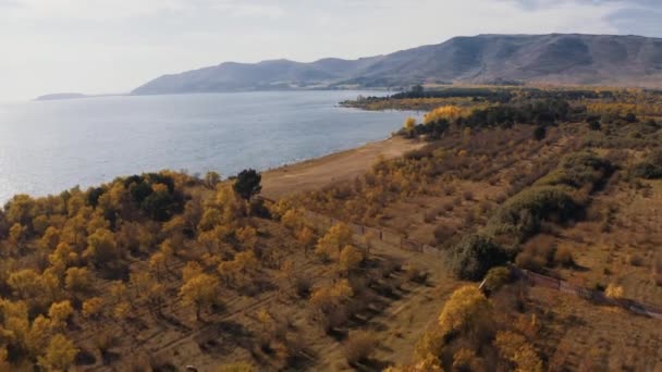Letecké Coast Sevan Lake Arménie — Stock video
