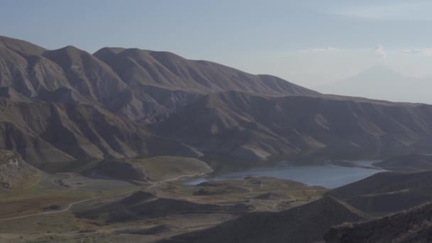 Azat Stausee Mit Ararat Armenien — Stockvideo