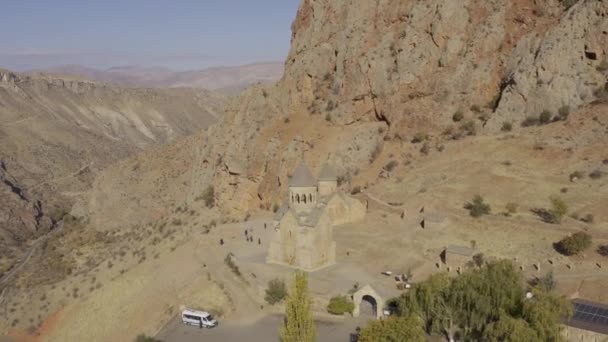 Luchtfoto Klooster Norawank Armenië — Stockvideo