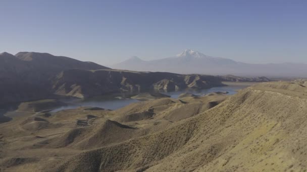 Azat Embalse Con Ararat Armenia — Vídeos de Stock