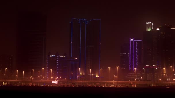Skyline Van Manama Nachts Bahrein Bahrain — Stockvideo