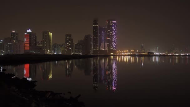 Skyline Van Manama Nachts Bahrein Bahrain — Stockvideo