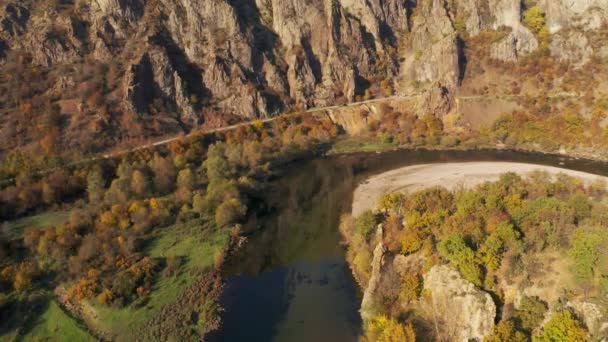 Аэросъемка Меандра Реки Арда Болгария — стоковое видео