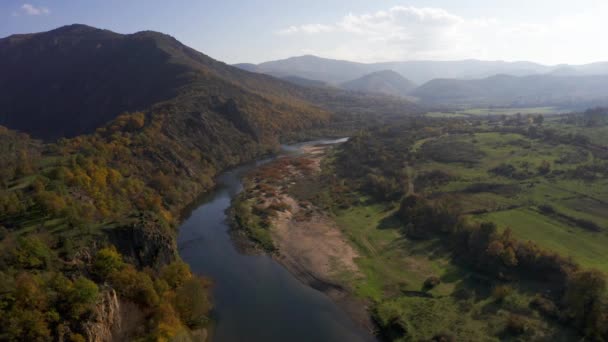 Tiro Aéreo Meandro Del Río Arda Bulgaria — Vídeos de Stock