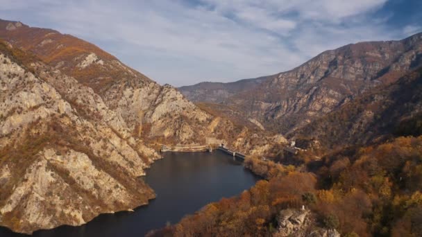 Letecký Pohled Přehradu Vacha Rhodope Mountains Bulharsko — Stock video