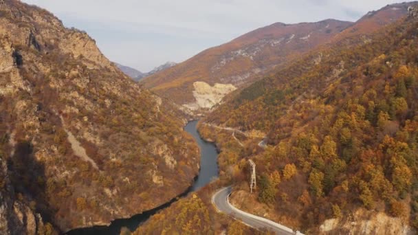 Vista Aérea Barragem Vacha Montanhas Rhodope Bulgária — Vídeo de Stock